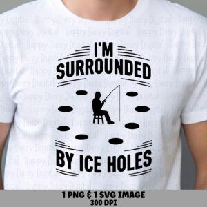 Ice Fishing Png, Cute Fisher Clipart - Circle Of Holes Design | Svg, Digital 300 DPI, Print Ready