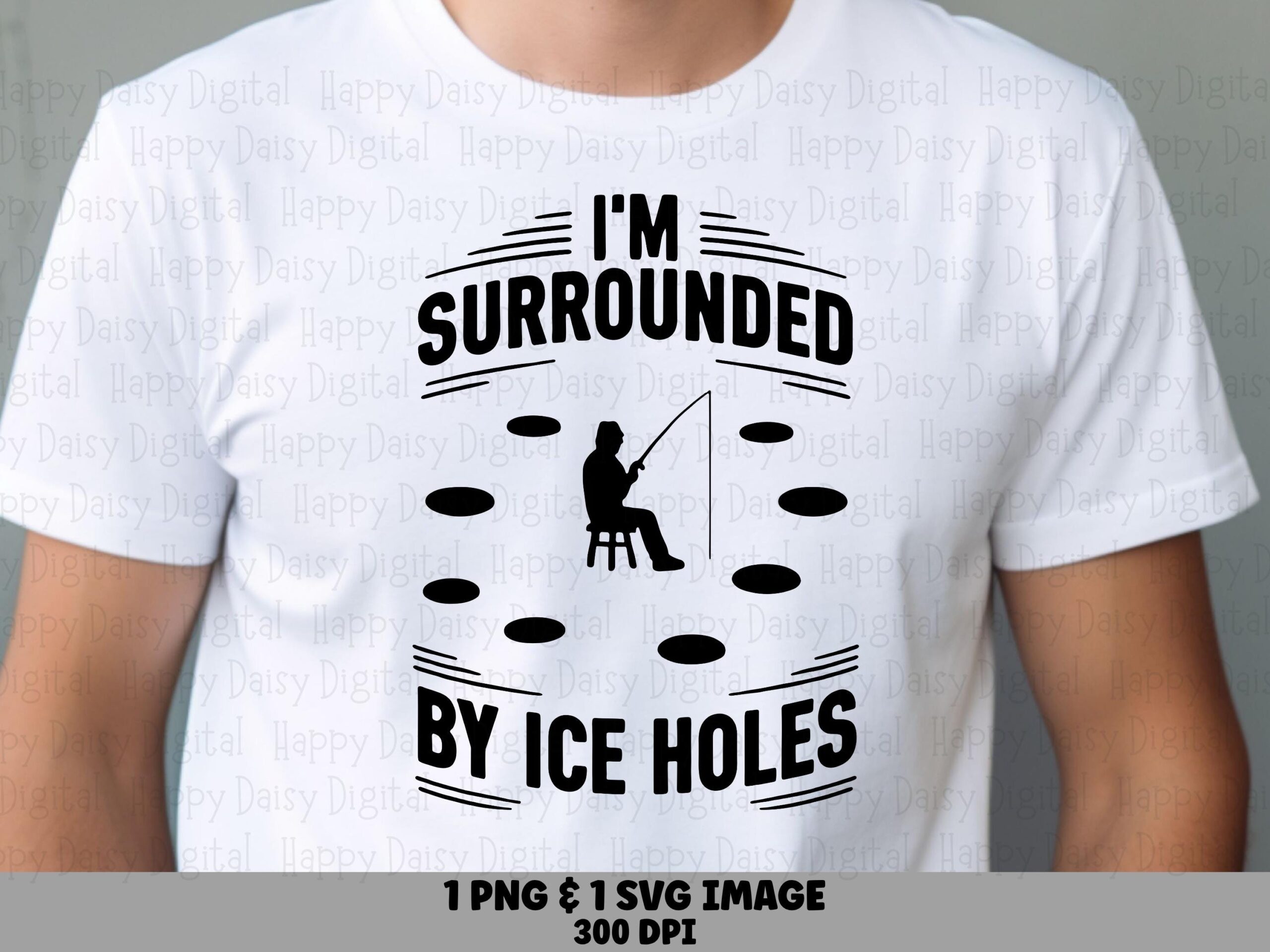 Ice Fishing Png, Cute Fisher Clipart - Circle Of Holes Design | Svg, Digital 300 DPI, Print Ready