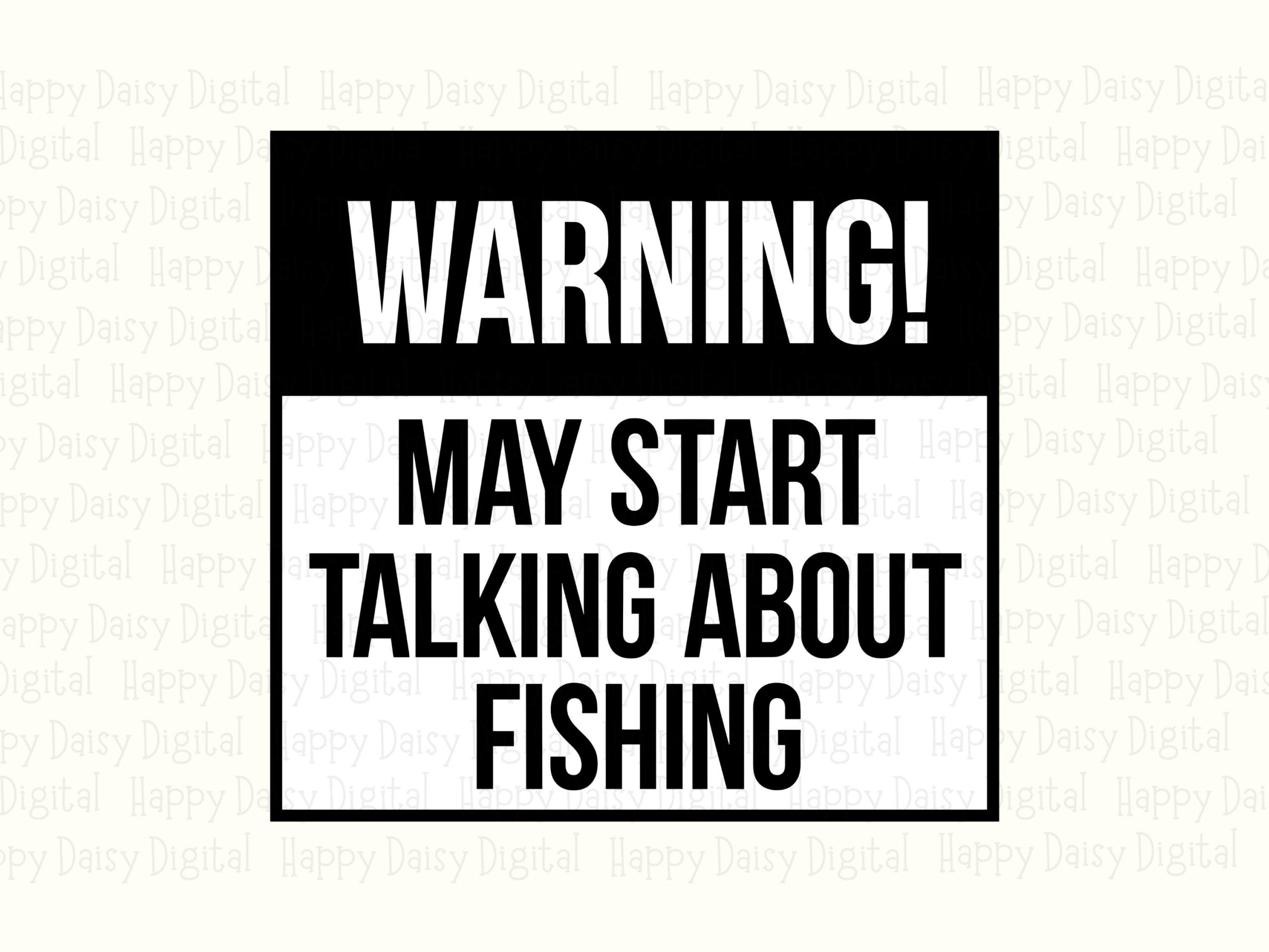 Warning Sign Fishing, Black White Caution Graphic | PNG & SVG Files | 300 DPI - Commercial Use License - Image 2