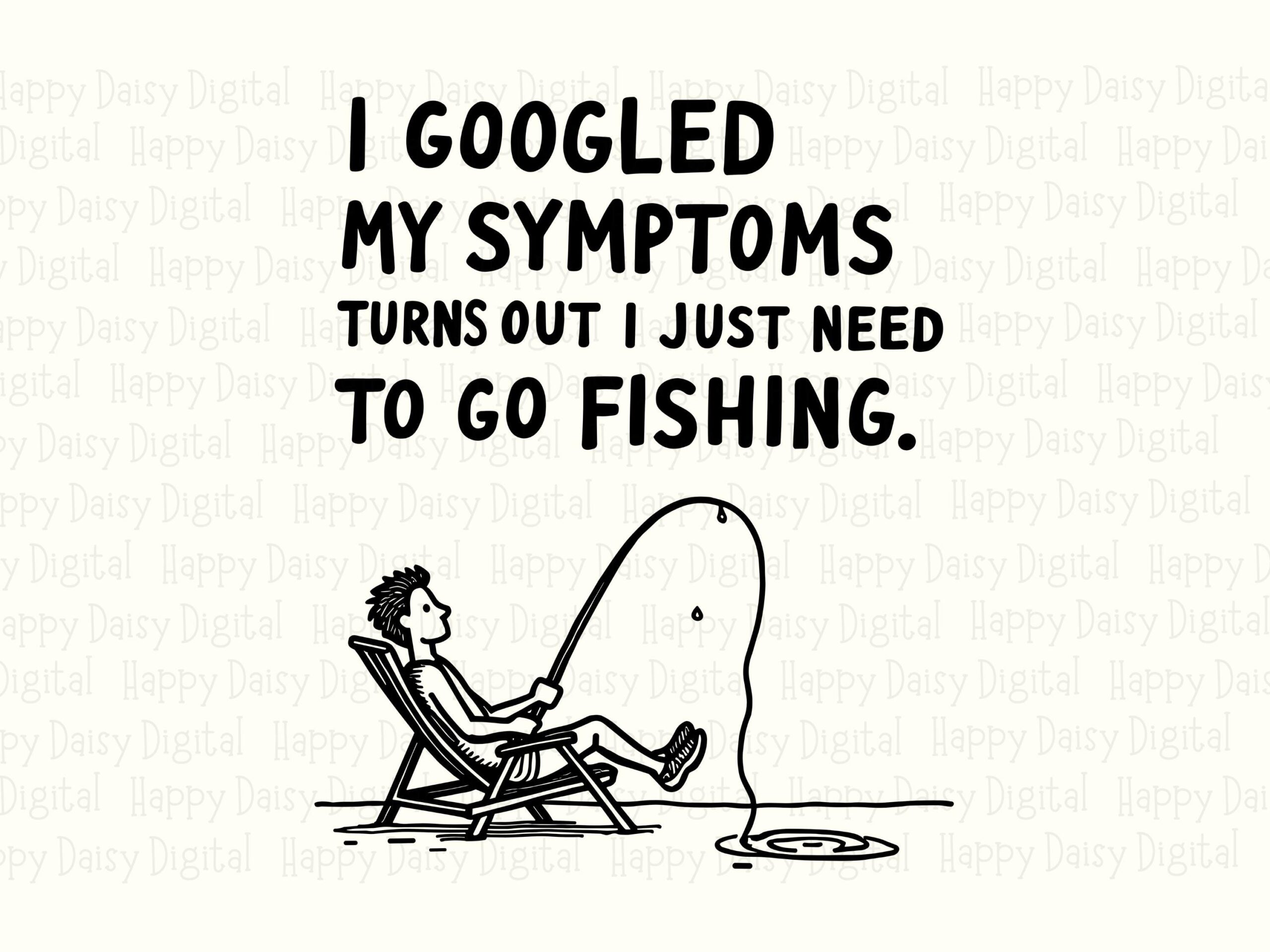 Googled My Symptoms, Doodle Fishing Design - PNG & SVG, Sublimation Clipart | Commercial Use, 300 DPI - Image 2