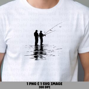 Two Anglers Art, Silhouette Fishing PNG SVG | Sublimation Design, Commercial Use, Clipart, Files