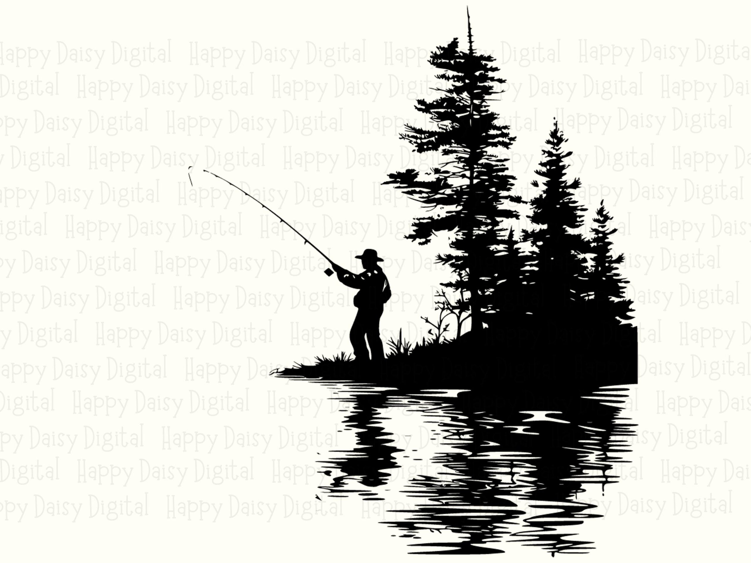 Lakeside Pine Trees, Tranquil Fishing PNG SVG | Sublimation Files, Commercial Use, Print-Ready 300 DPI - Image 2