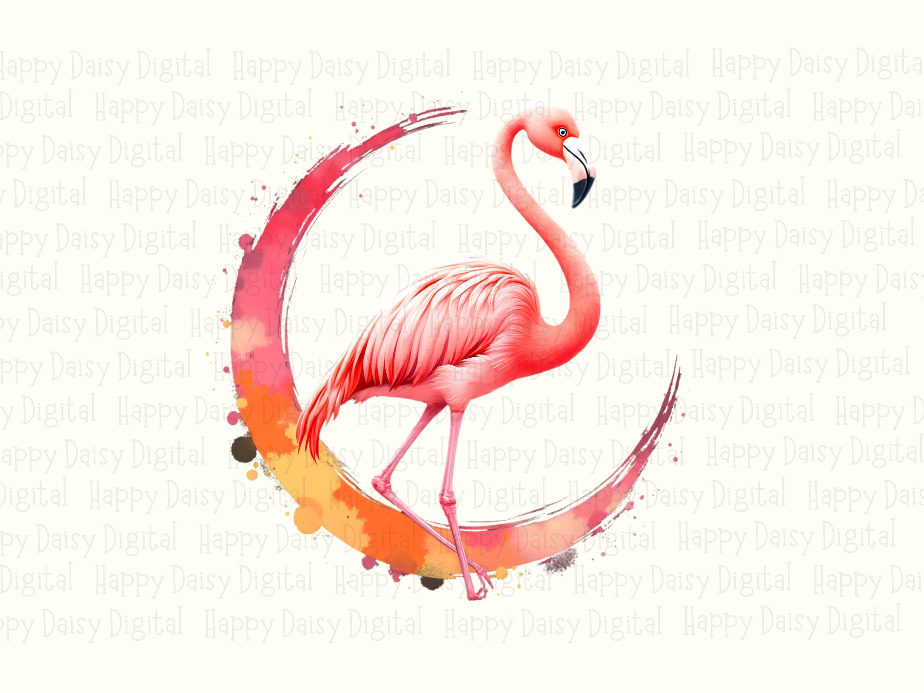Watercolor Crescent Flamingo PNG | Sublimation Commercial Use POD - Image 2