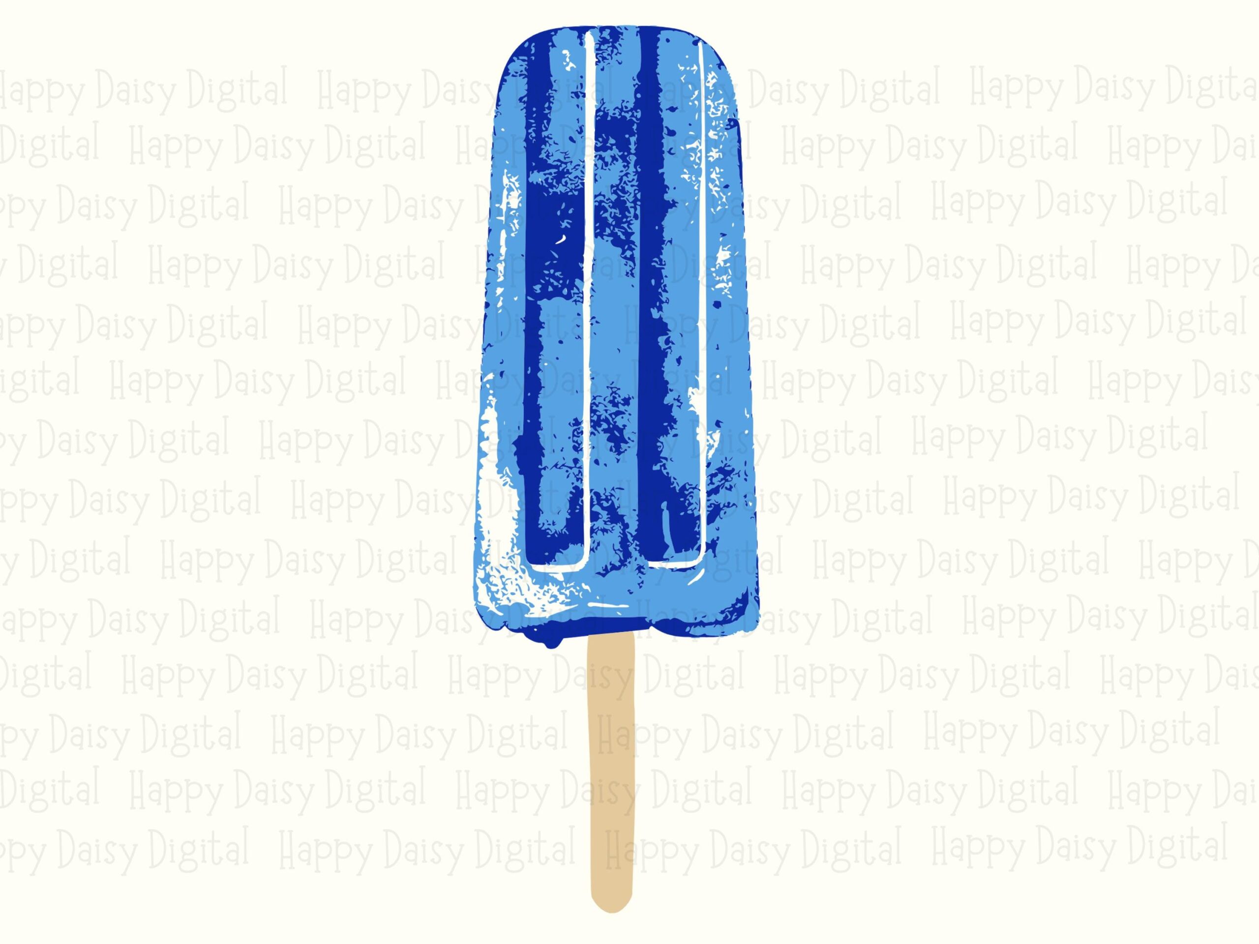 Blue Watercolor Pop, Textured Brush-Finish Popsicle PNG SVG | Sublimation, Commercial Use, 300 DPI - Image 2