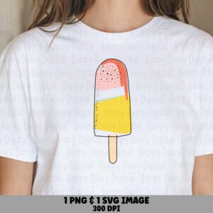 Orange Popsicle Icon, Drippy PNG SVG | Yellow Illustration, Bold Outline, Sublimation 300 DPI