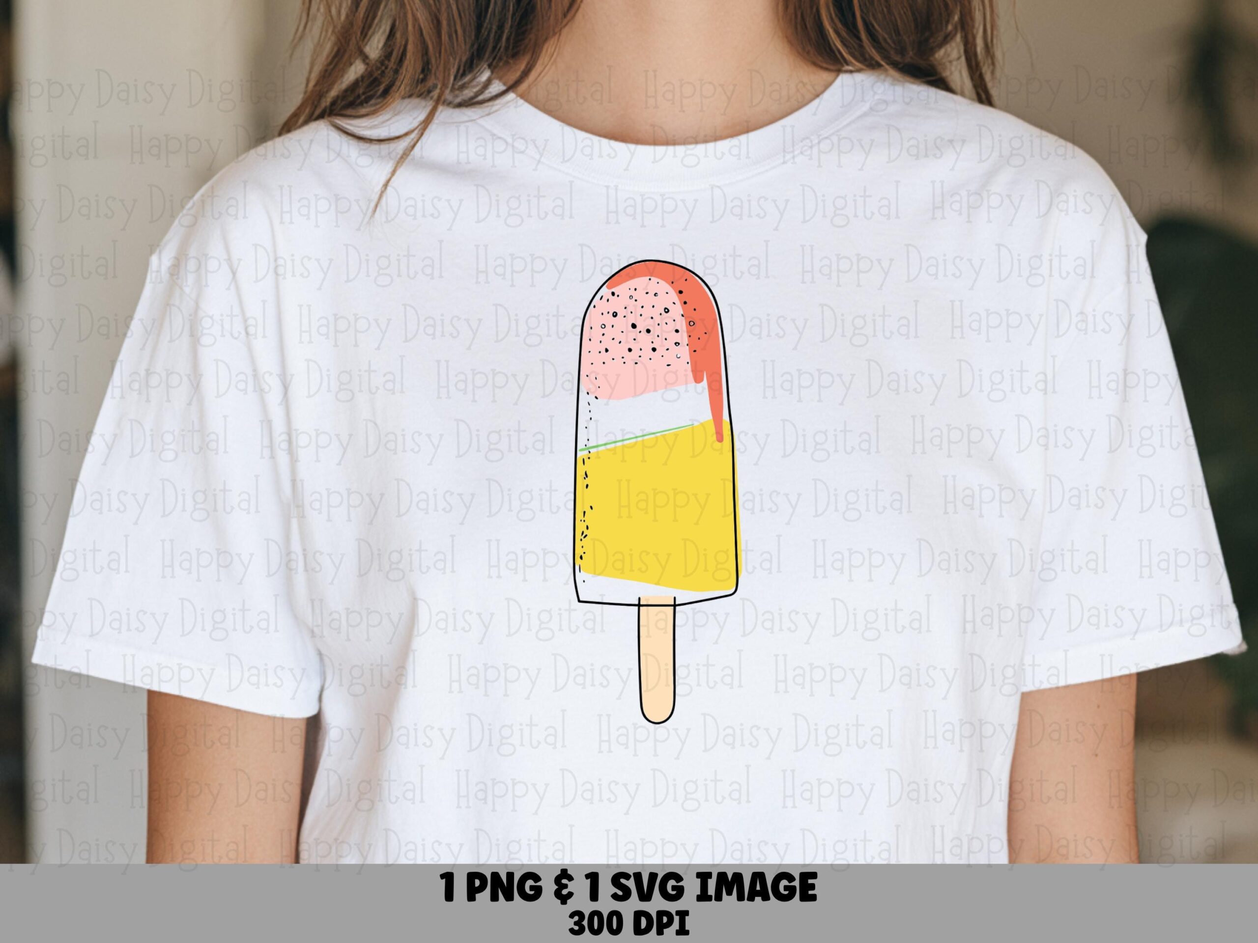Orange Popsicle Icon, Drippy PNG SVG | Yellow Illustration, Bold Outline, Sublimation 300 DPI
