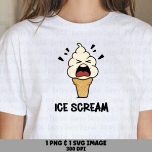Ice Scream Pun Cone, Goofy Cream Character PNG SVG | Sublimation, Commercial Use, 300 DPI