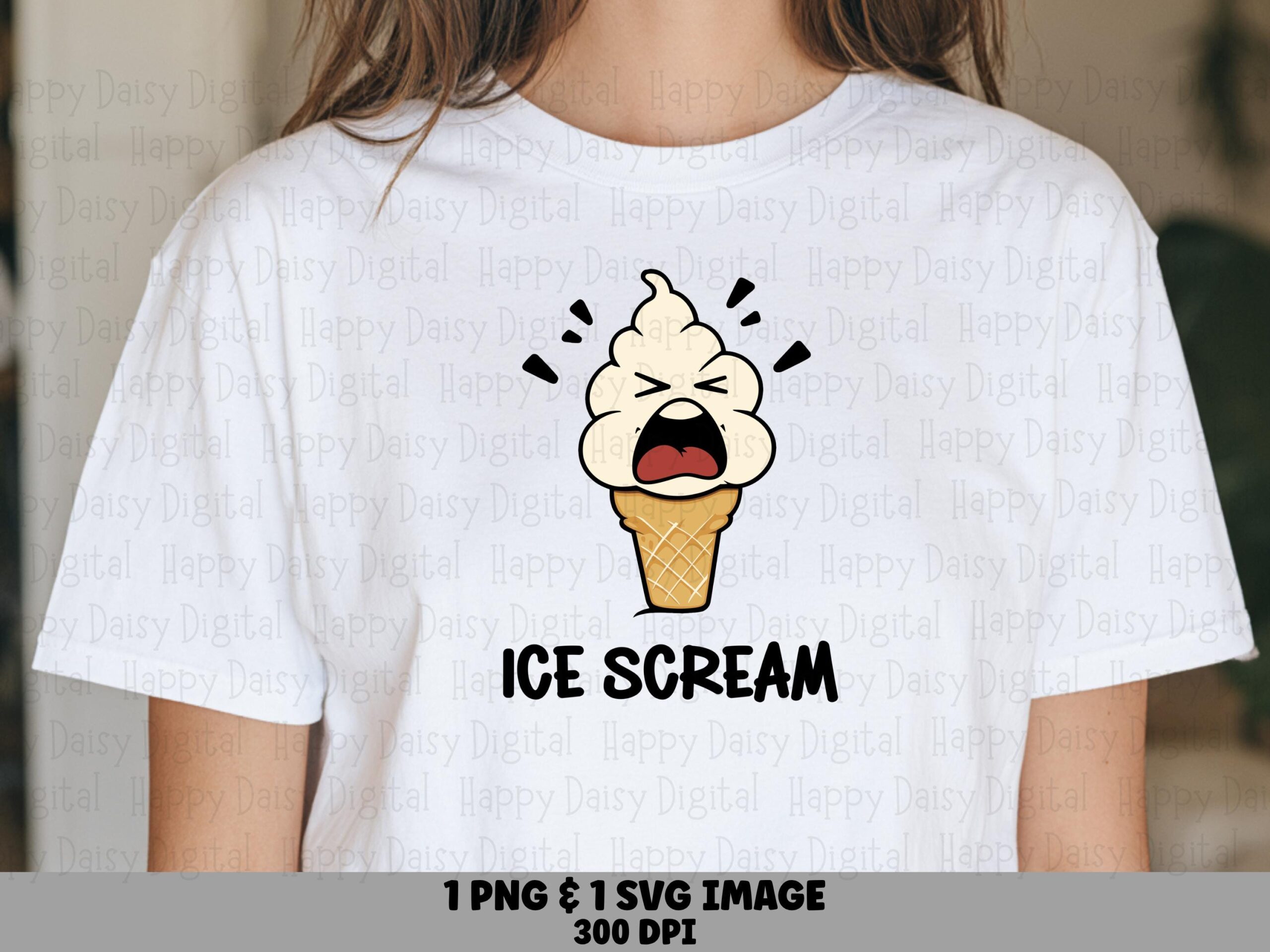 Ice Scream Pun Cone, Goofy Cream Character PNG SVG | Sublimation, Commercial Use, 300 DPI