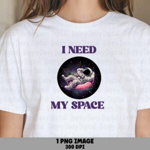 Need My Space, Introvert Astronaut PNG, Cosmic Pun Clipart | Sublimation Commercial | 300 DPI PrintReady POD