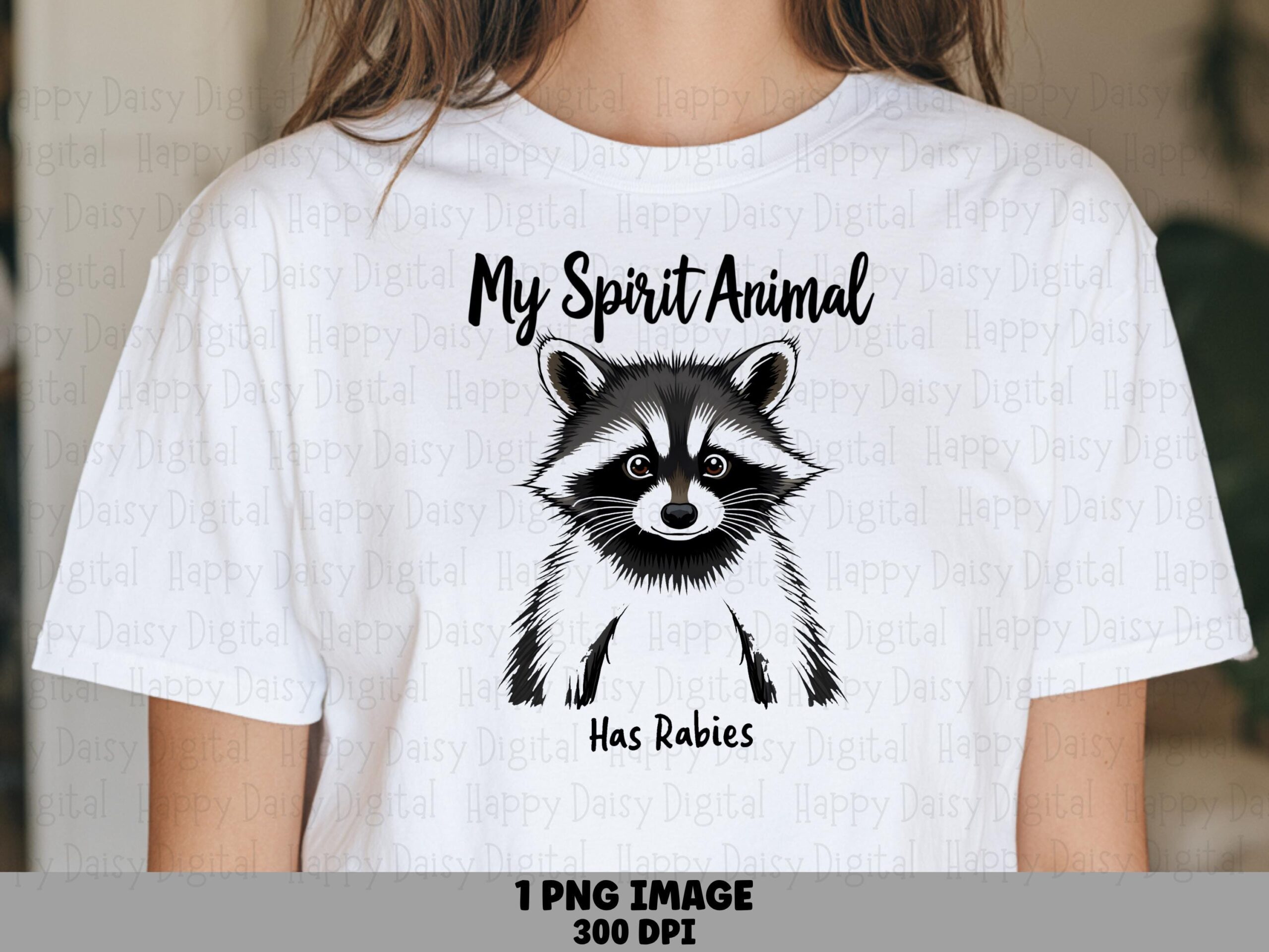 Spirit Animal, Funny Raccoon PNG | Sublimation Design | Commercial Use, 300 DPI, Transparent Background