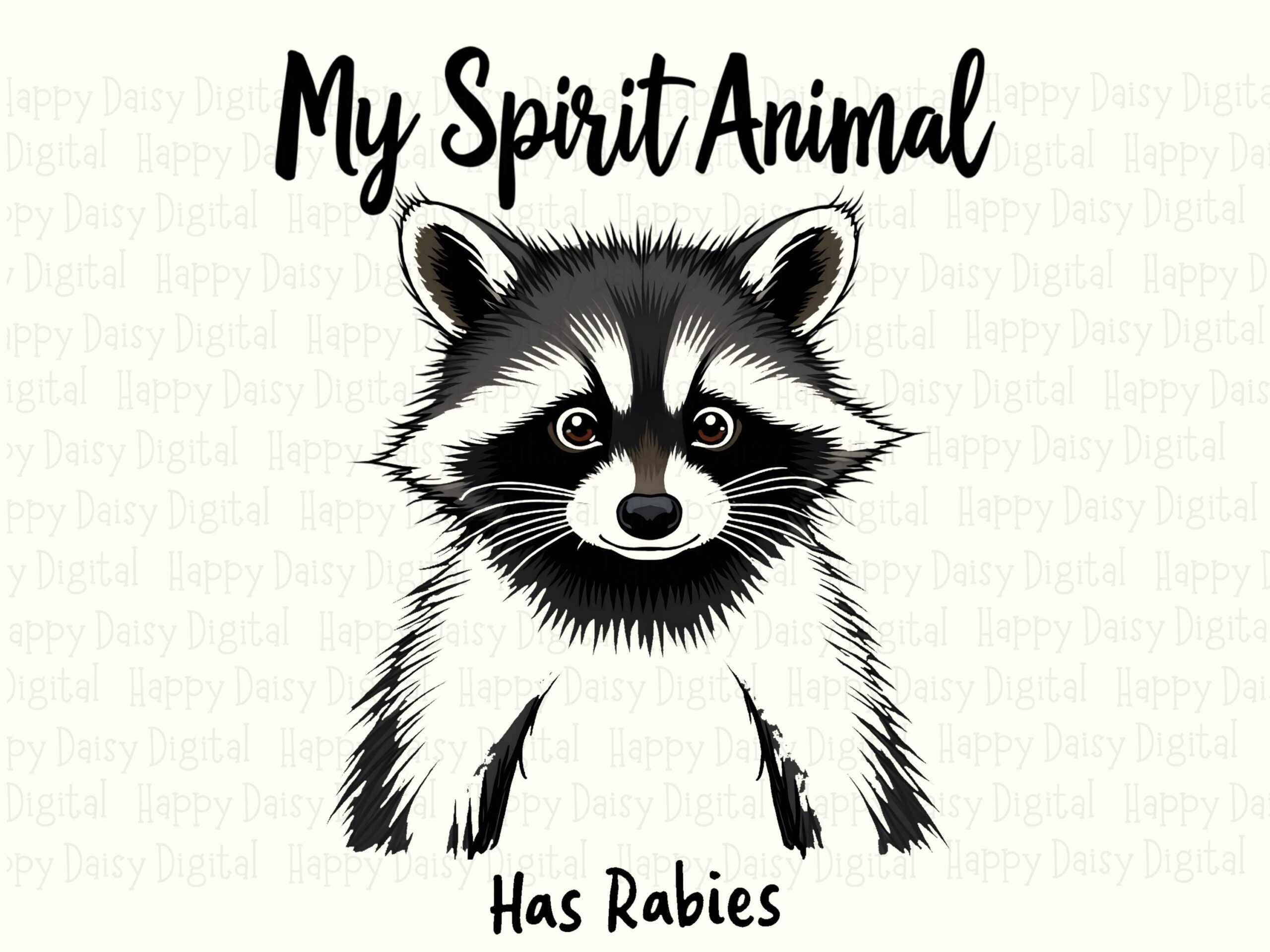 Spirit Animal, Funny Raccoon PNG | Sublimation Design | Commercial Use, 300 DPI, Transparent Background - Image 2