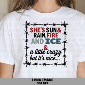 Sun And Rain, Complex Woman PNG, Barbed Wire Frame | Sublimation File, Commercial Use, 300 DPI