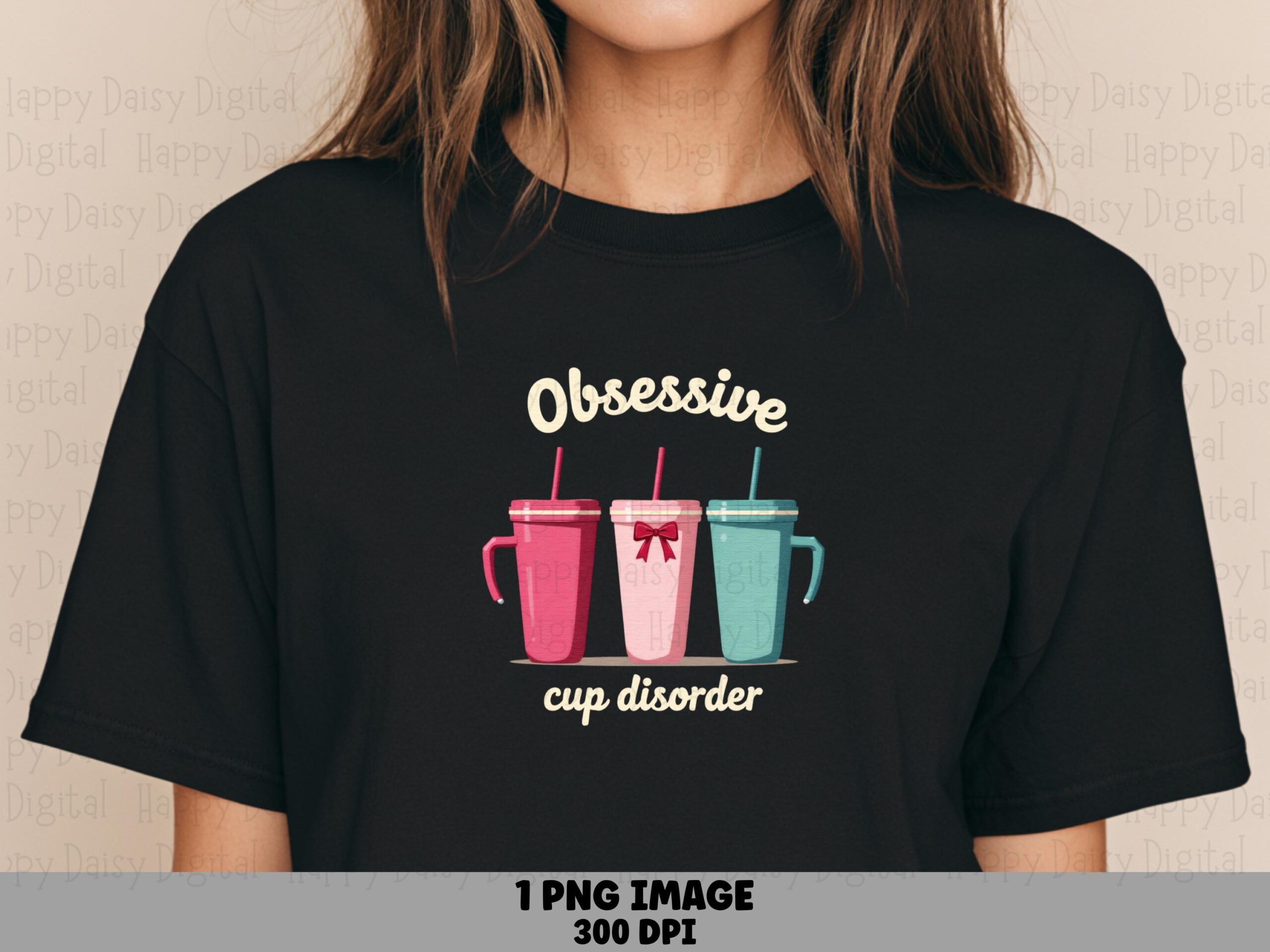 Cup Disorder, Colorful Tumbler Illustration, Humorous Drinkware PNG | Sublimation | Commercial License, 300 DPI