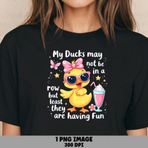 Ducks In A Row, Lighthearted Duck PNG, Sketch Art Sublimation File | 300 DPI, Commercial Use