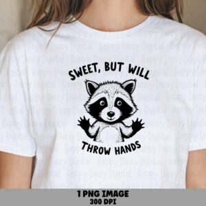 Throw Hands, Sassy Raccoon PNG | Sublimation Commercial Use, 300 DPI Clipart, For Cricut Canva POD