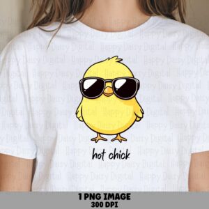 Sublimation PNG, Cute Chick Cartoon Design | Sunglasses Graphic, Commercial Use, For POD Sellers, 300 DPI