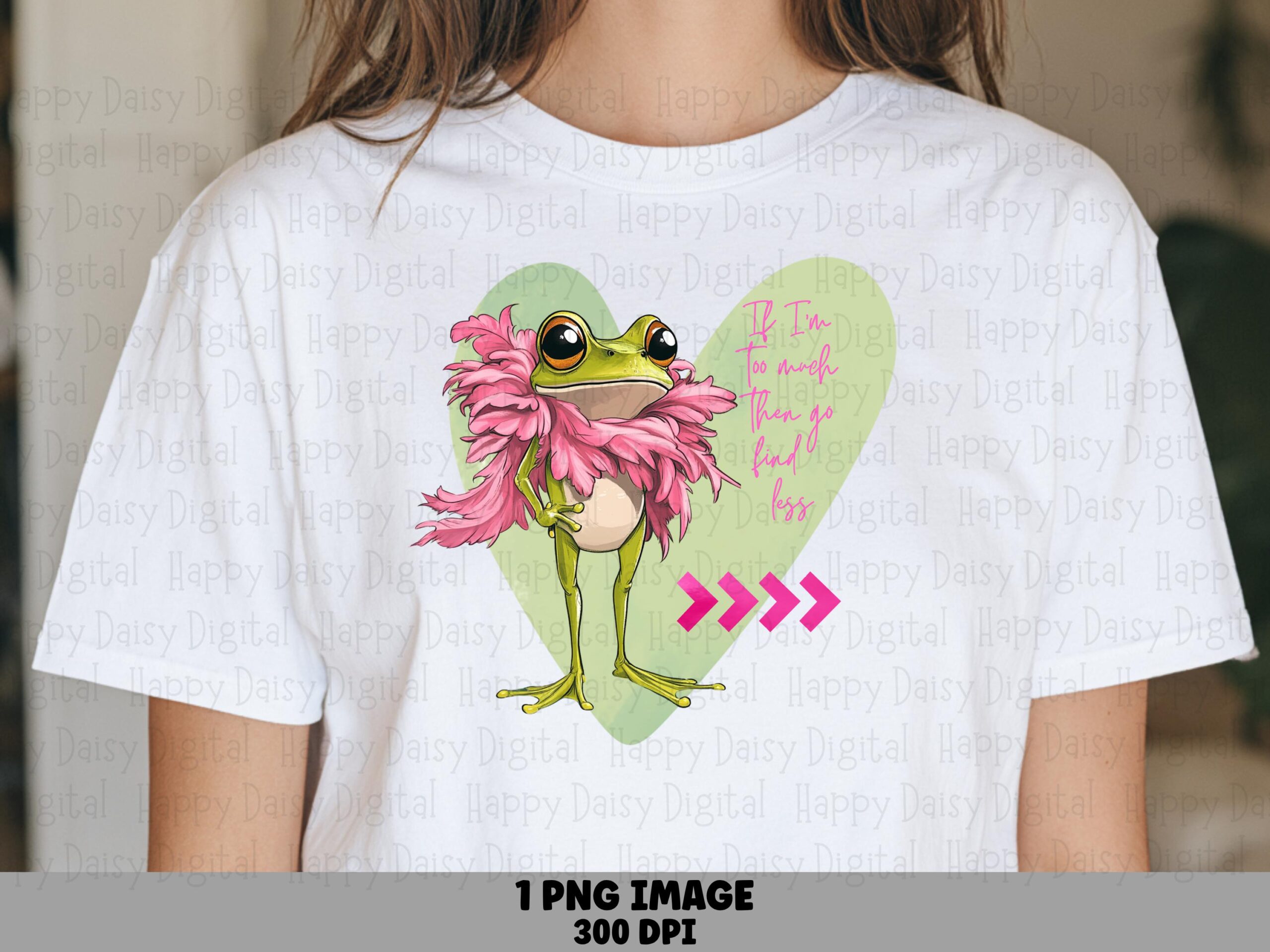 Frog PNG Design, Sassy Illustration For POD | Transparent File | 300 DPI, Commercial Use, Pink Feathers