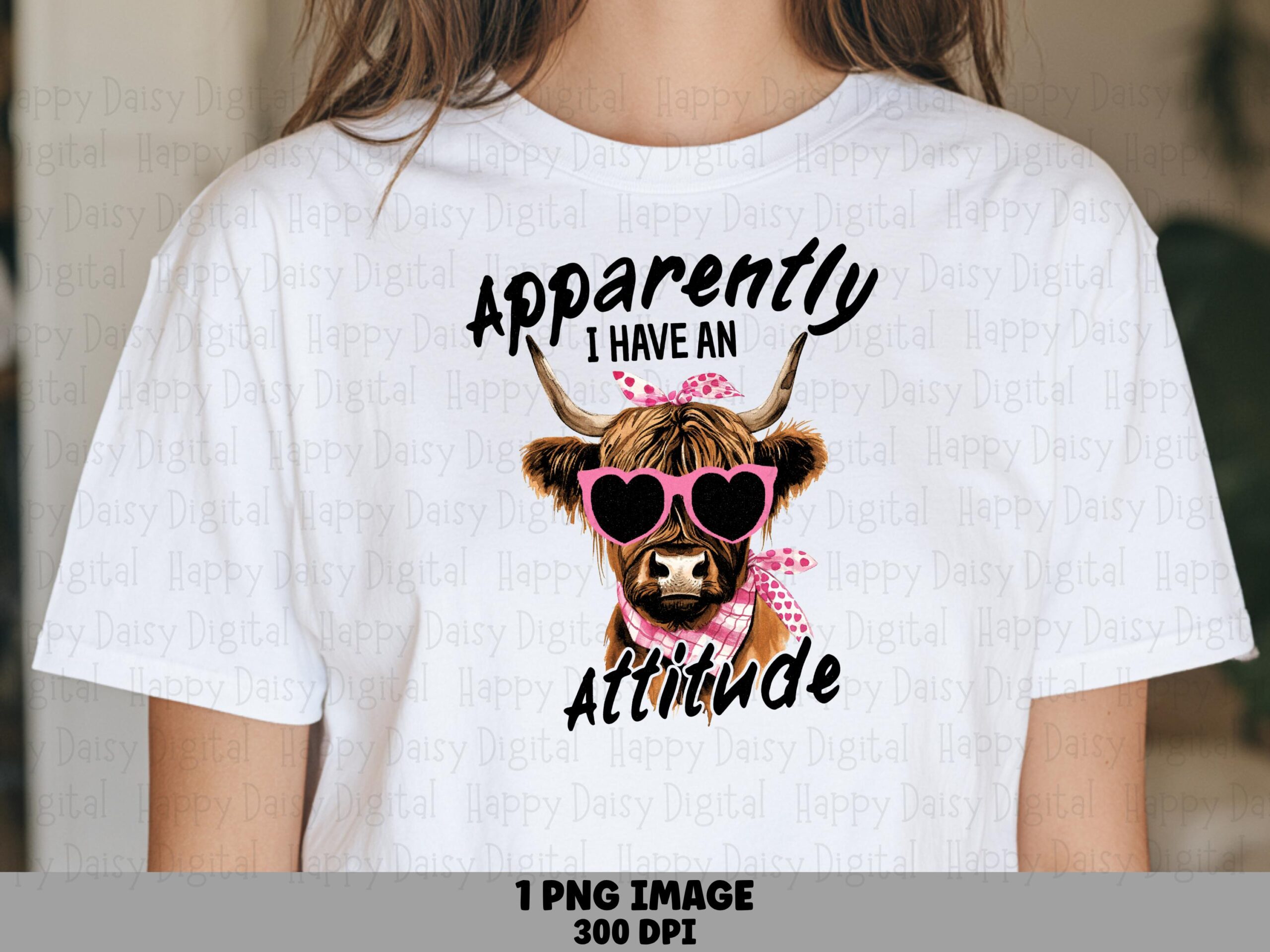 Highland Cow, Funny Attitude PNG | Sublimation Clipart | Commercial Use, 300 DPI, Transparent Background