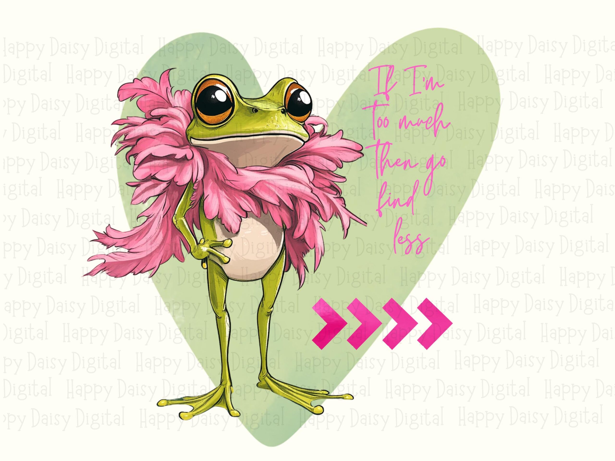 Frog PNG Design, Sassy Illustration For POD | Transparent File | 300 DPI, Commercial Use, Pink Feathers - Image 2