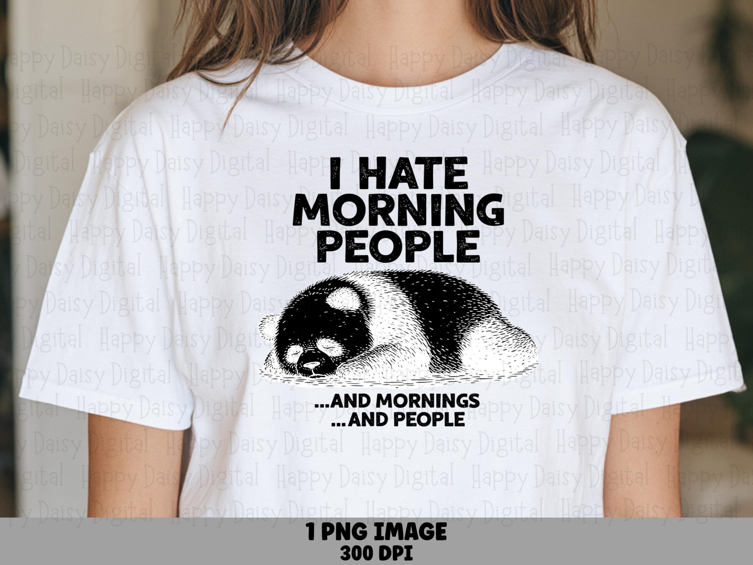 Sublimation PNG, Sleepy Panda Humor Design | Commercial Use, 300 DPI, Print-Ready, POD Sellers - Cricut Compatible
