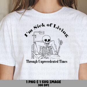 Sick Of Living Dark Comedy Skeleton Clipart, Thumbs Up Hospital Bed, PNG SVG | Sublimation, 300 DPI, Transparent