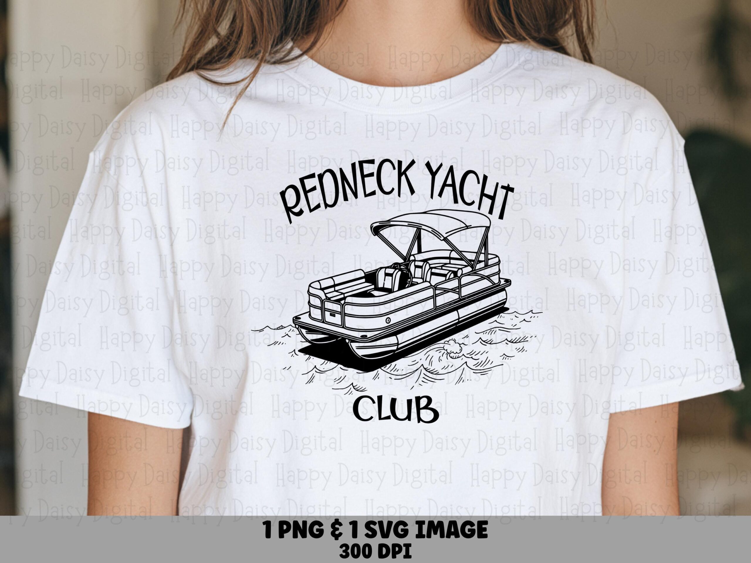 Redneck Yacht, Hand-Drawn Pontoon Clipart | PNG SVG Digital File | 300 dpi, Commercial Use License, POD Sellers