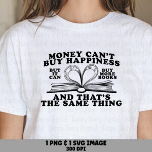 Buy More Books, Reader Humor Sublimation | PNG & SVG, 300 dpi | Cricut, Heart-Shaped Illustration, POD