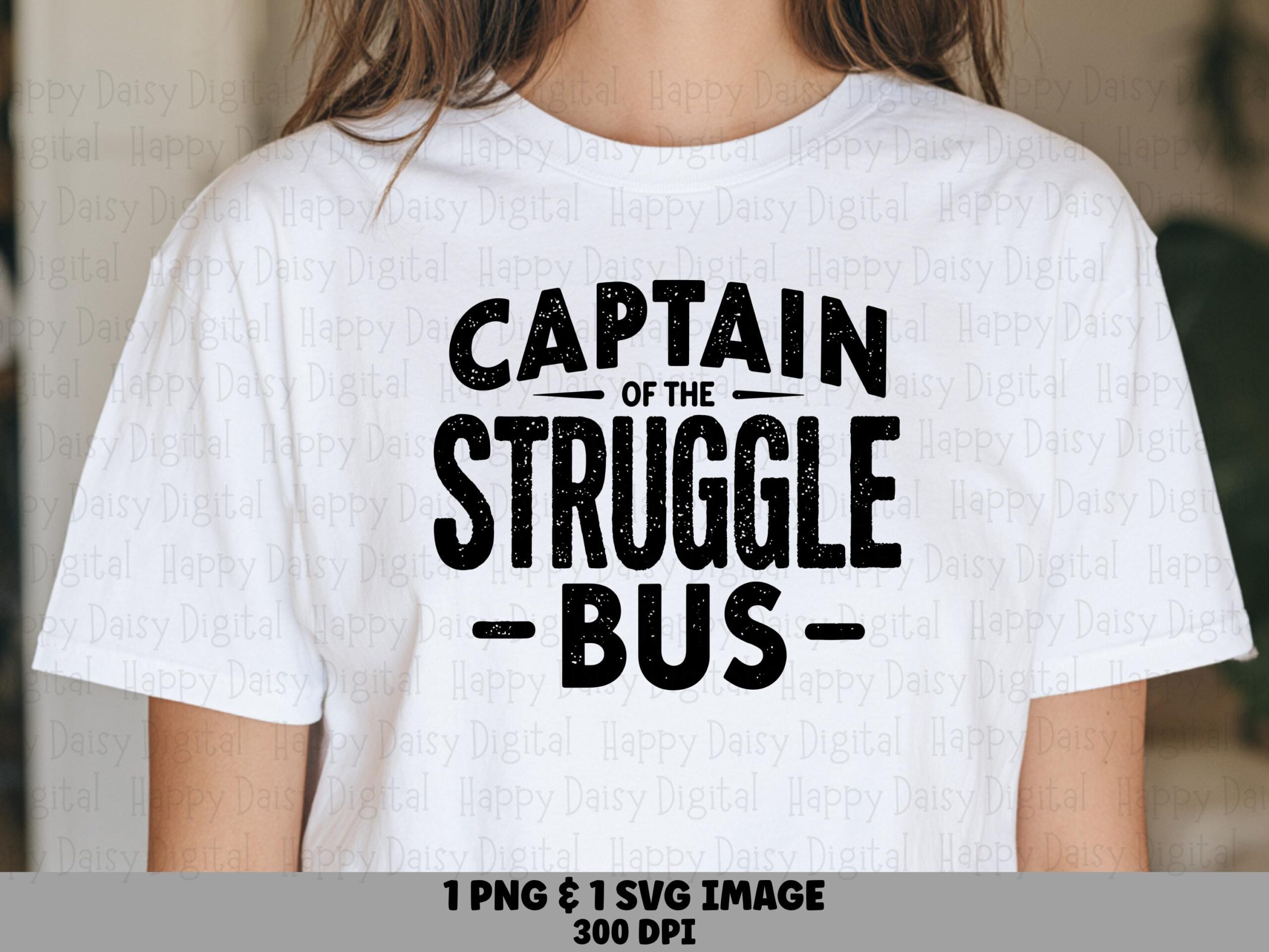 Captain Badge Design, Distressed Struggle Bus Emblem | PNG + SVG Files, Print-Ready | 300 DPI, Commercial License