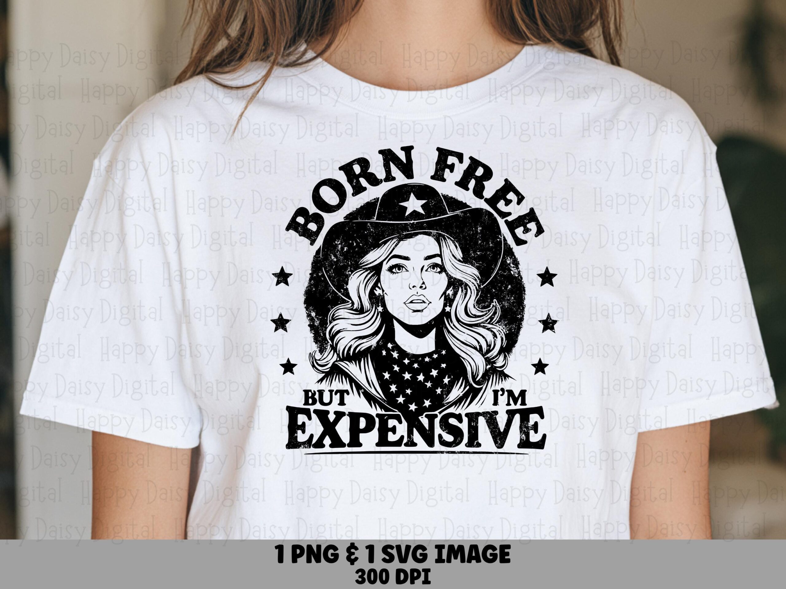 Born Free, Retro Cowgirl Design PNG SVG Files, Vintage Portrait Graphic | Printable 300 DPI, Commercial License