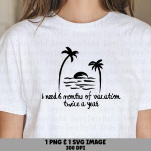 Vacation PNG Design, Palm Trees Sunset Clipart, Funny Travel Quote - SVG File, 300DPI, Commercial Use