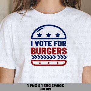 Burgers Png Design, Patriotic Vote Emblem Graphic | Svg Kit, Transparent Background, 300 Dpi, Commercial License