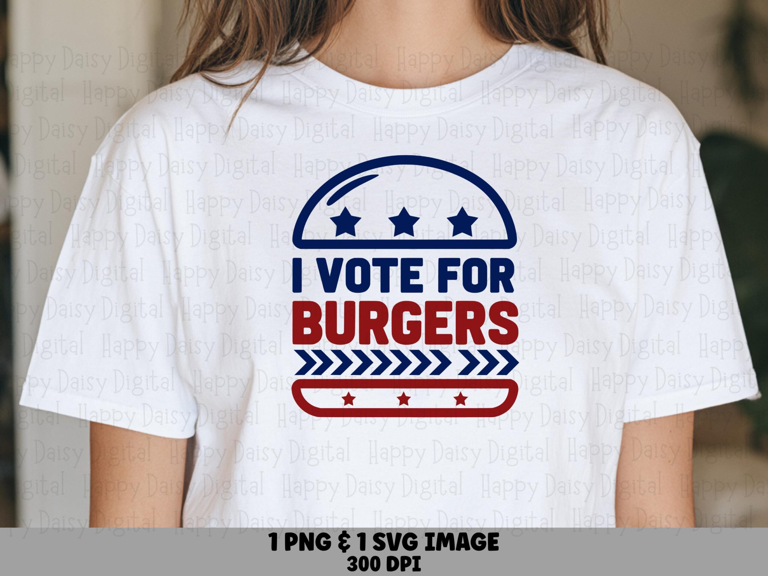 Burgers Png Design, Patriotic Vote Emblem Graphic | Svg Kit, Transparent Background, 300 Dpi, Commercial License