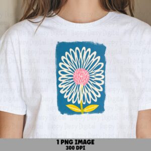 Retro Blue Daisy PNG | Sublimation Commercial Use POD