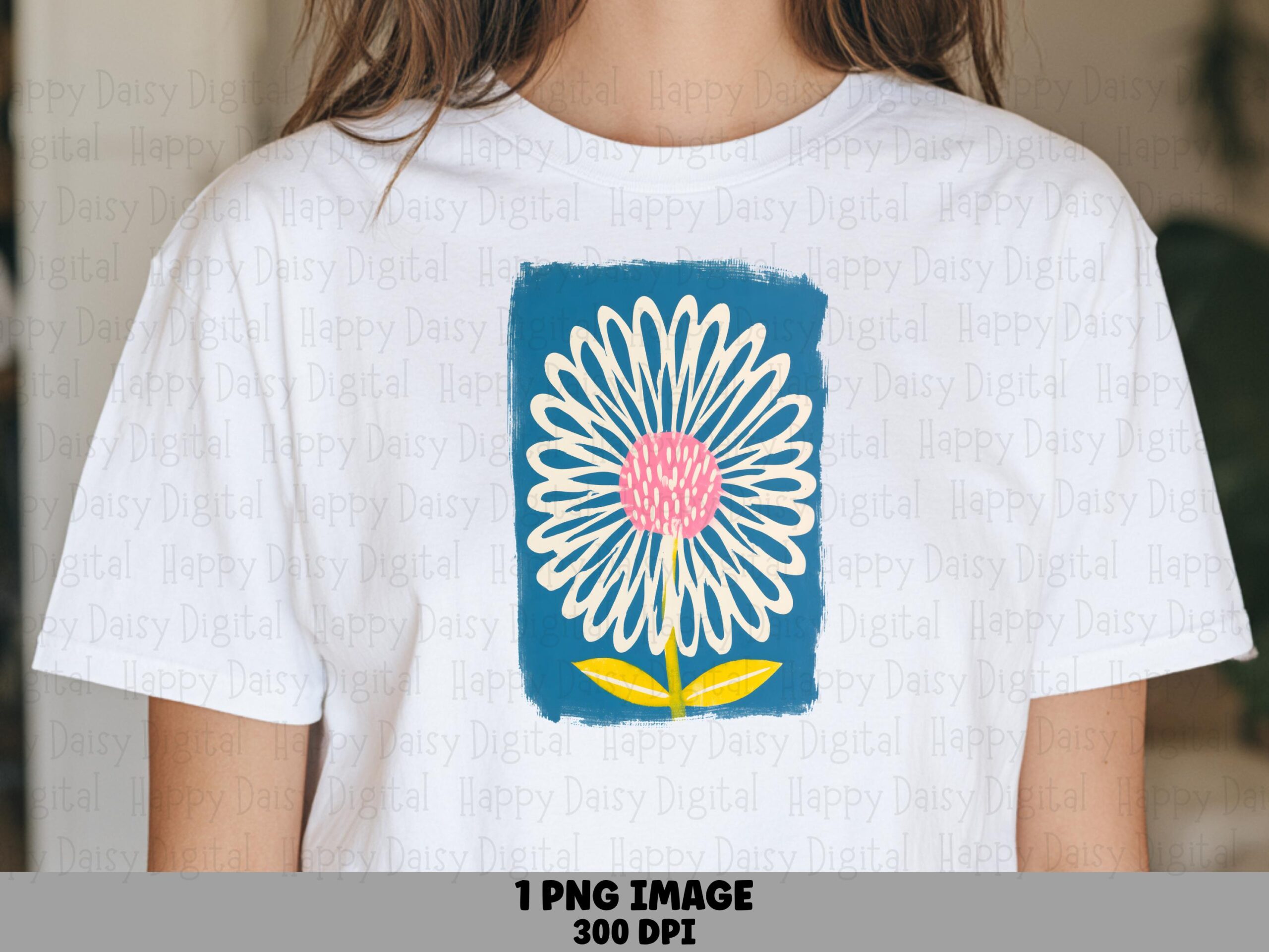 Retro Blue Daisy PNG | Sublimation Commercial Use POD