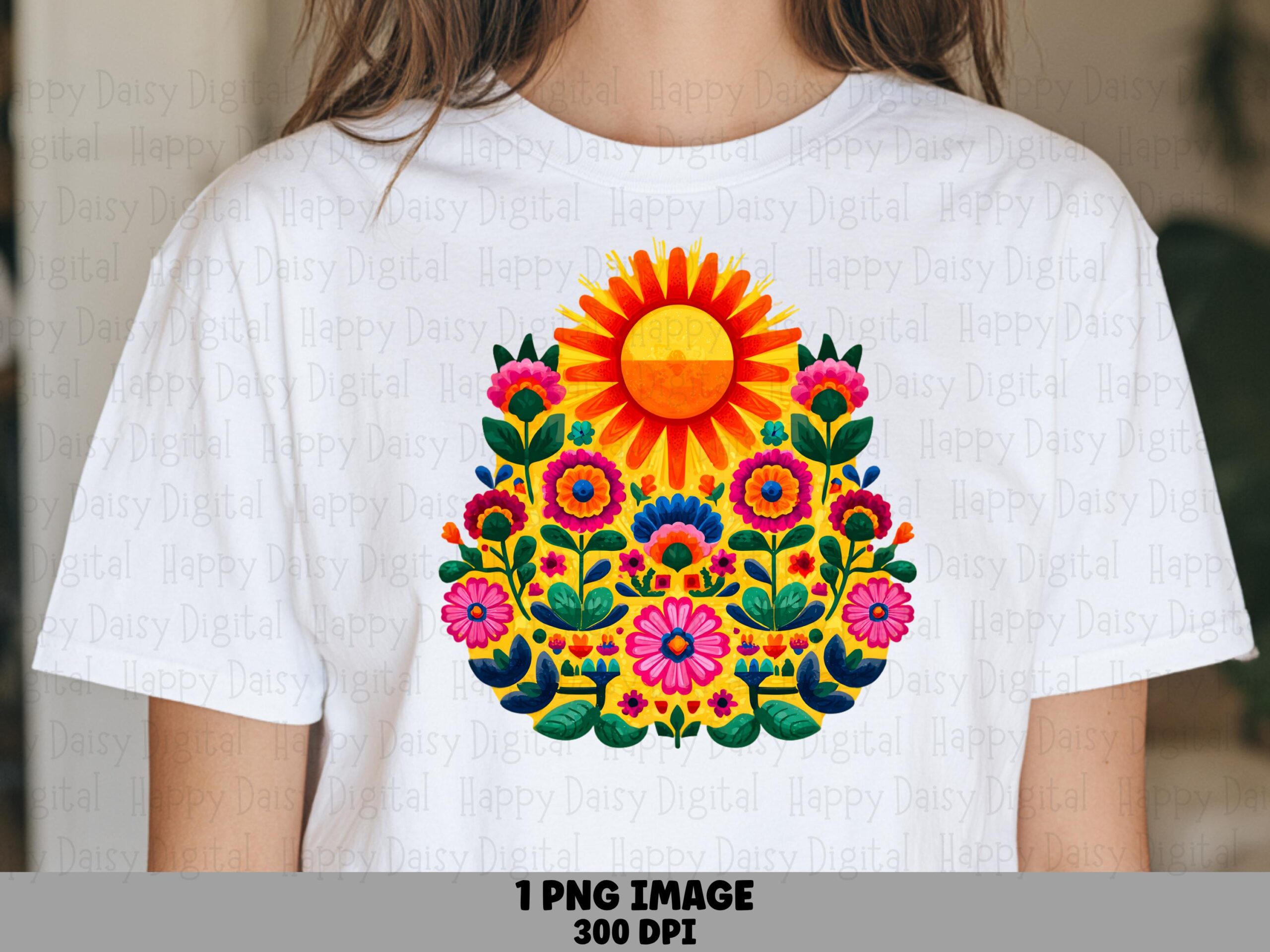 Folk Sun Bouquet PNG | Sublimation Commercial Use POD