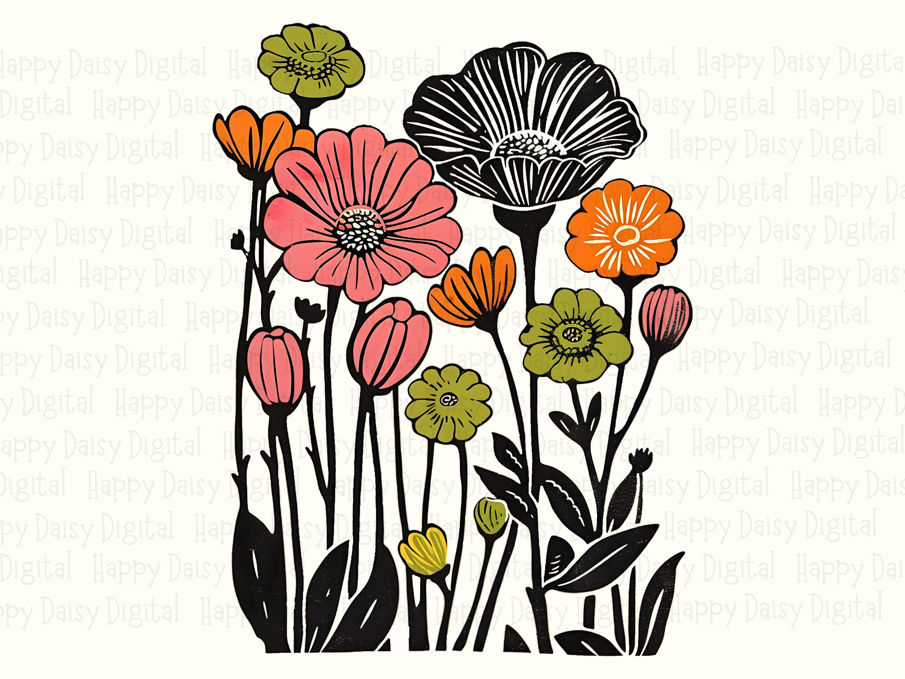 Mixed Media Wildflowers PNG | Sublimation Commercial Use POD - Image 2