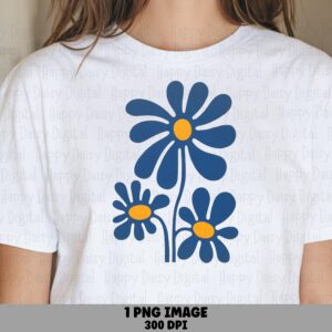 Bold Blue Daisies PNG | Sublimation Commercial Use POD