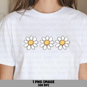 Simple Daisy Trio PNG | Sublimation Commercial Use POD