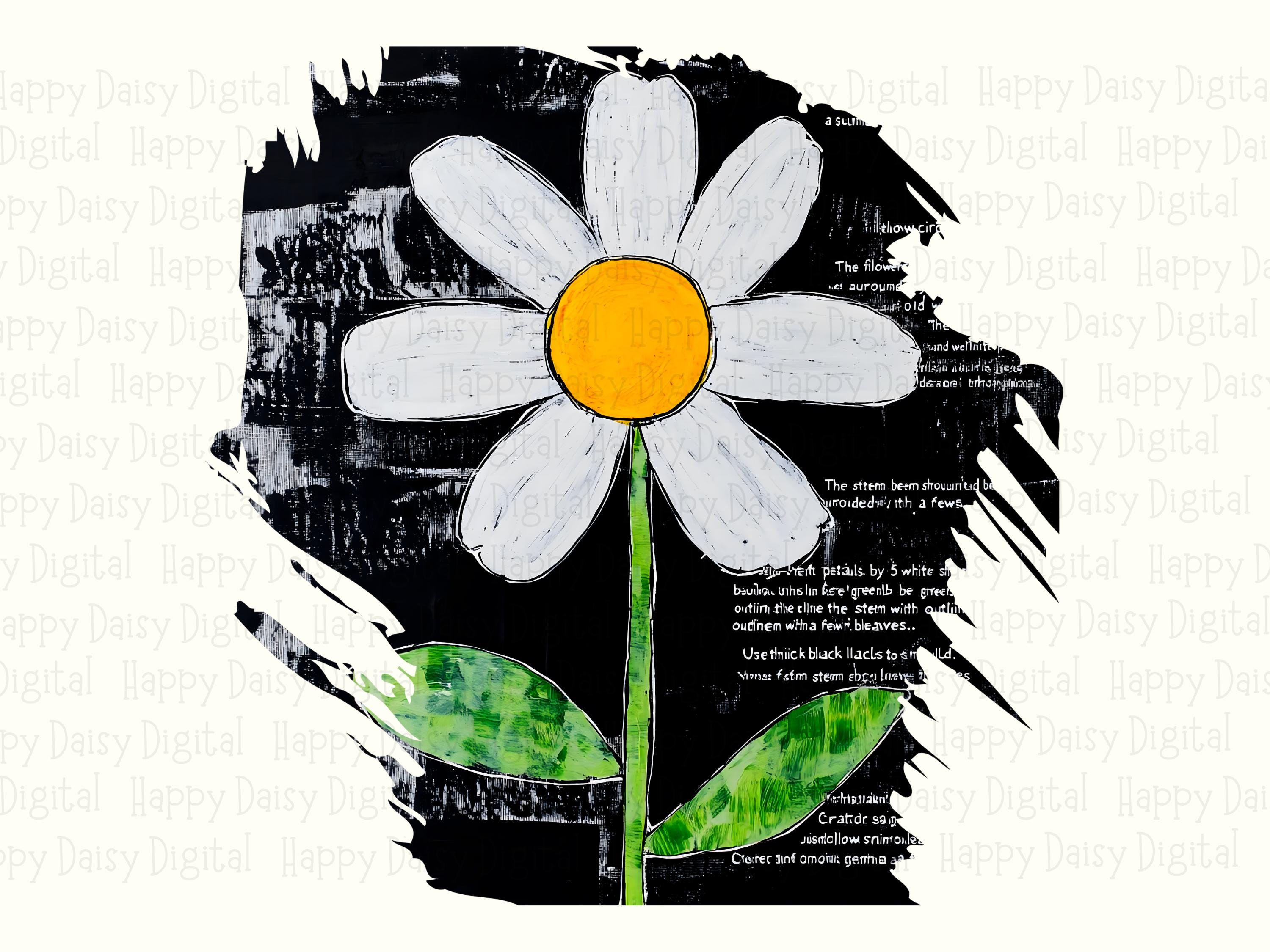 Botanical Study Daisy PNG | Sublimation Commercial Use POD - Image 2