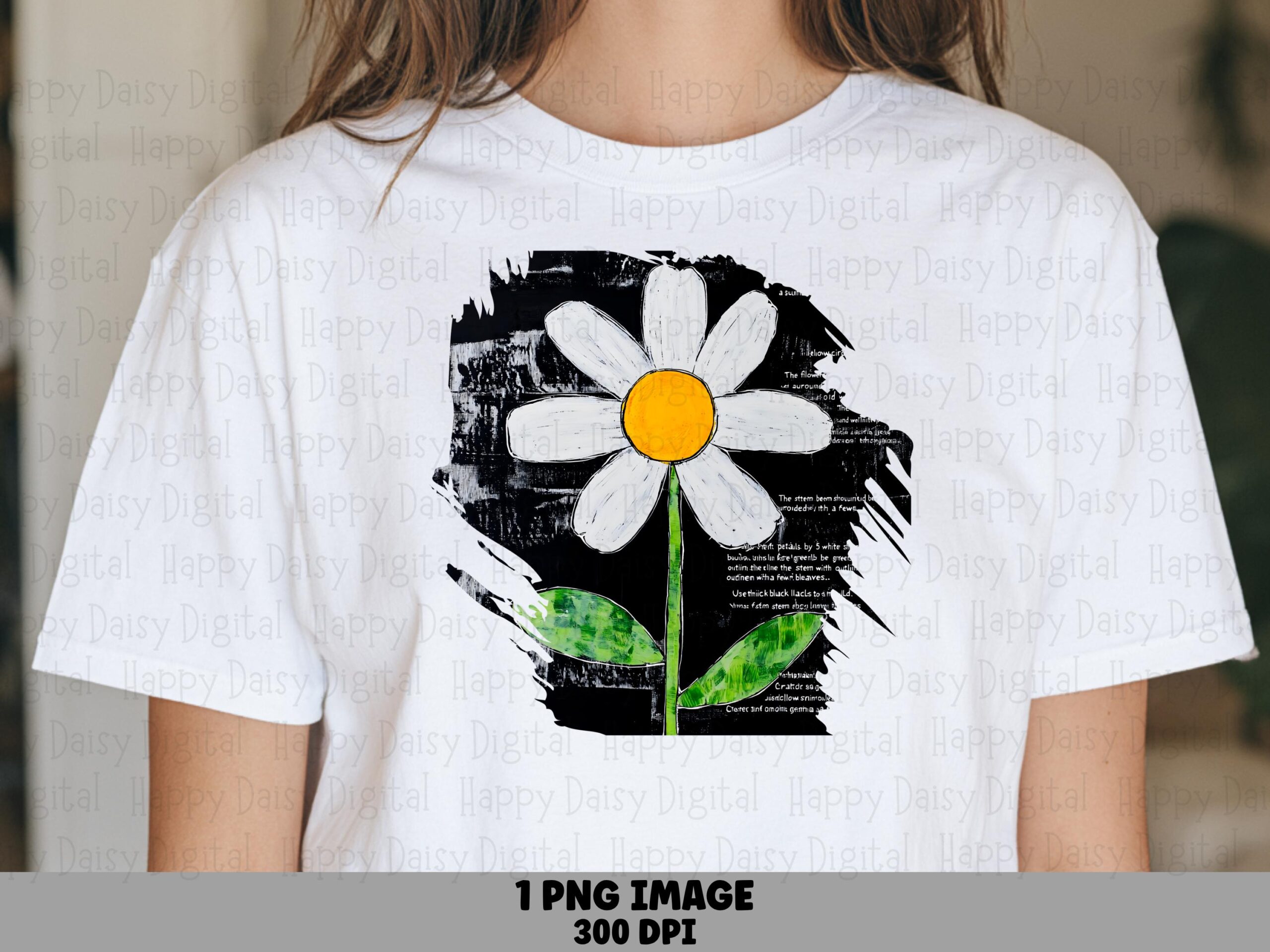 Botanical Study Daisy PNG | Sublimation Commercial Use POD
