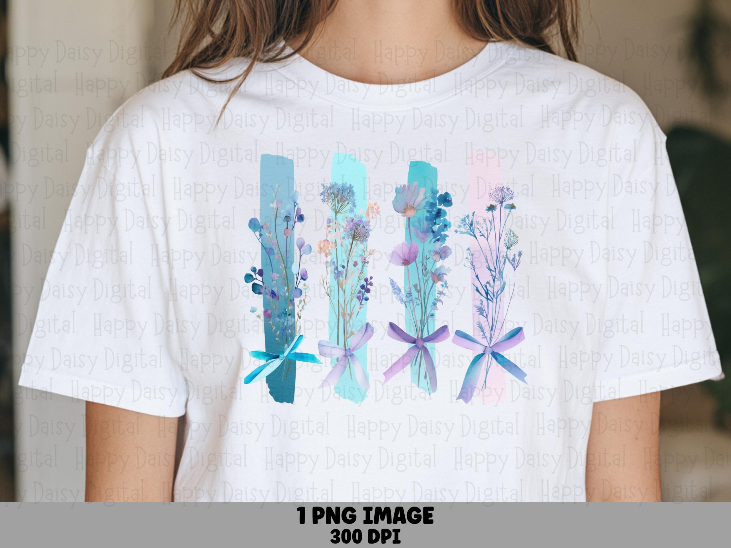 Ribbon Tied Wildflowers PNG | Sublimation Commercial Use POD