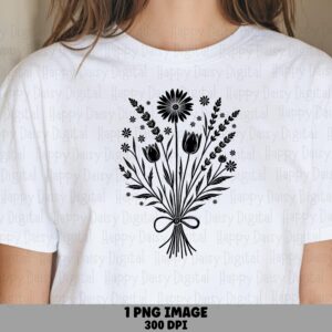 Tied Botanical Bouquet PNG | Sublimation Commercial Use POD