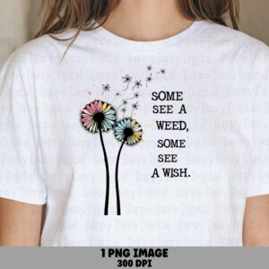Weed or Wish Dandelion PNG | Sublimation Commercial Use POD