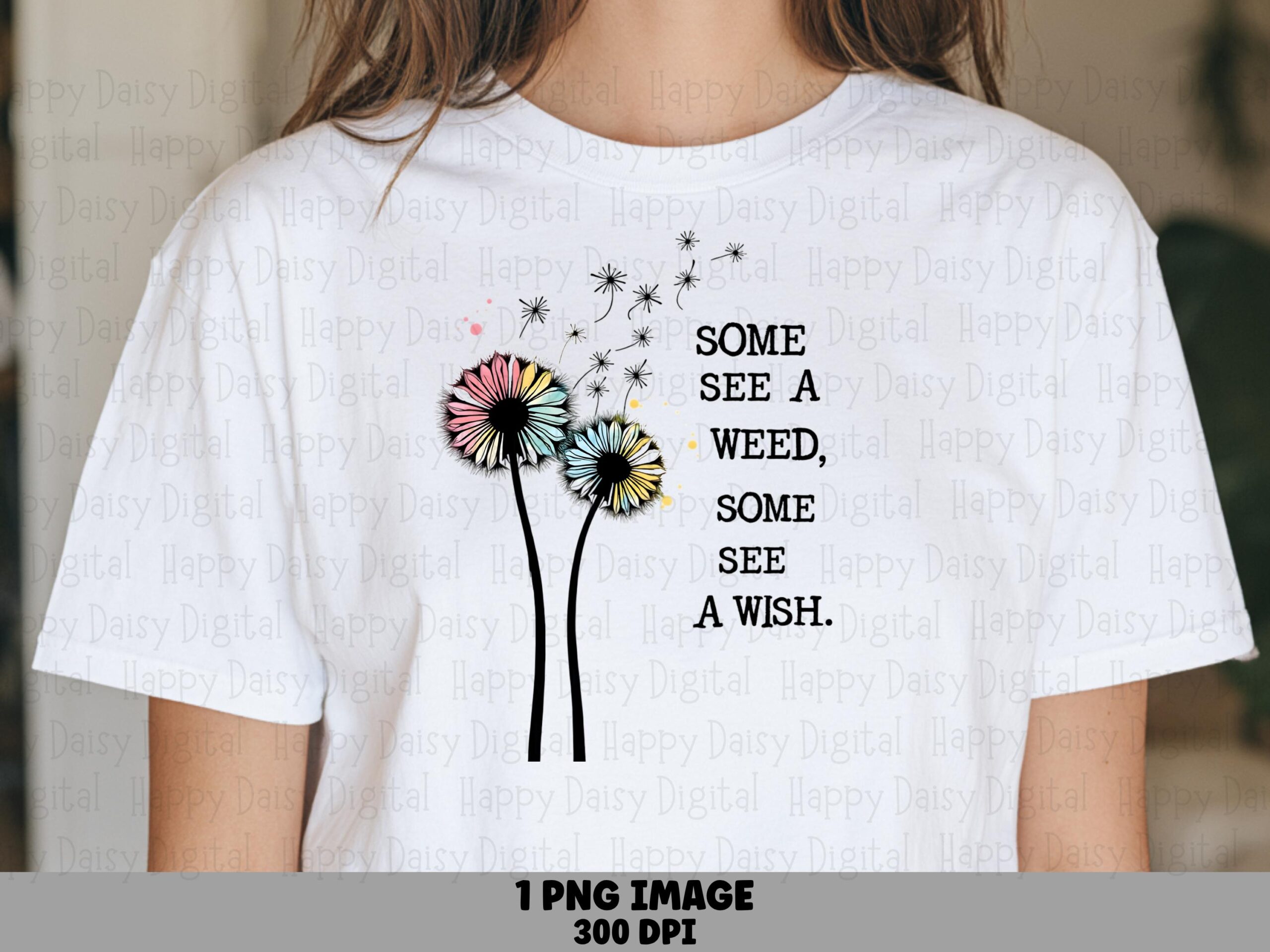 Weed or Wish Dandelion PNG | Sublimation Commercial Use POD