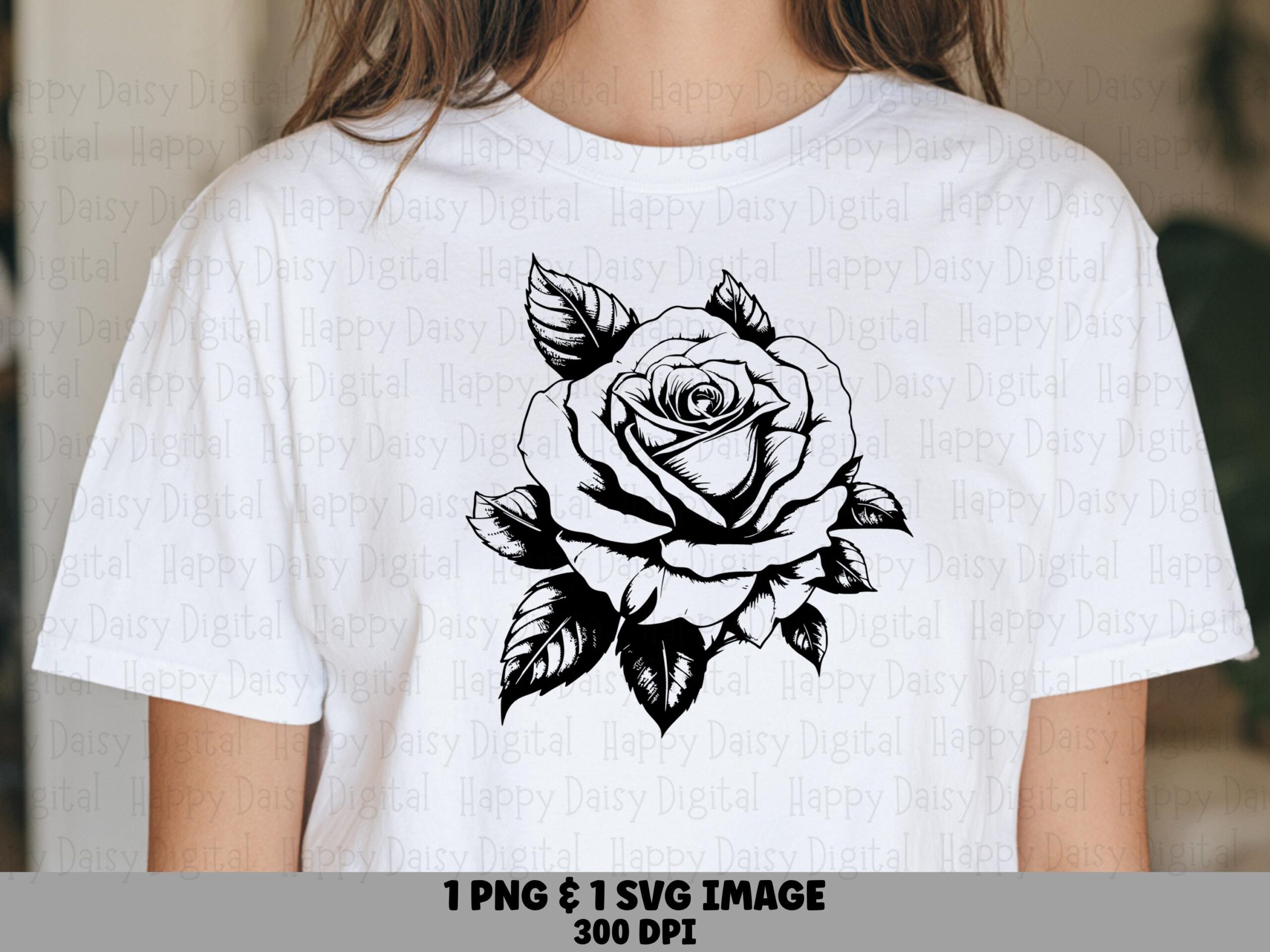 Inked Rose Sketch PNG SVG | Sublimation Commercial Use POD