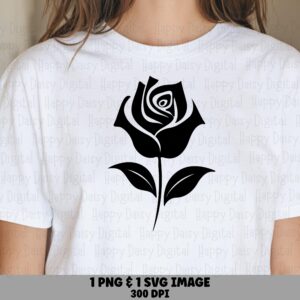 Silhouette Rose Bloom PNG SVG | Sublimation Commercial Use POD