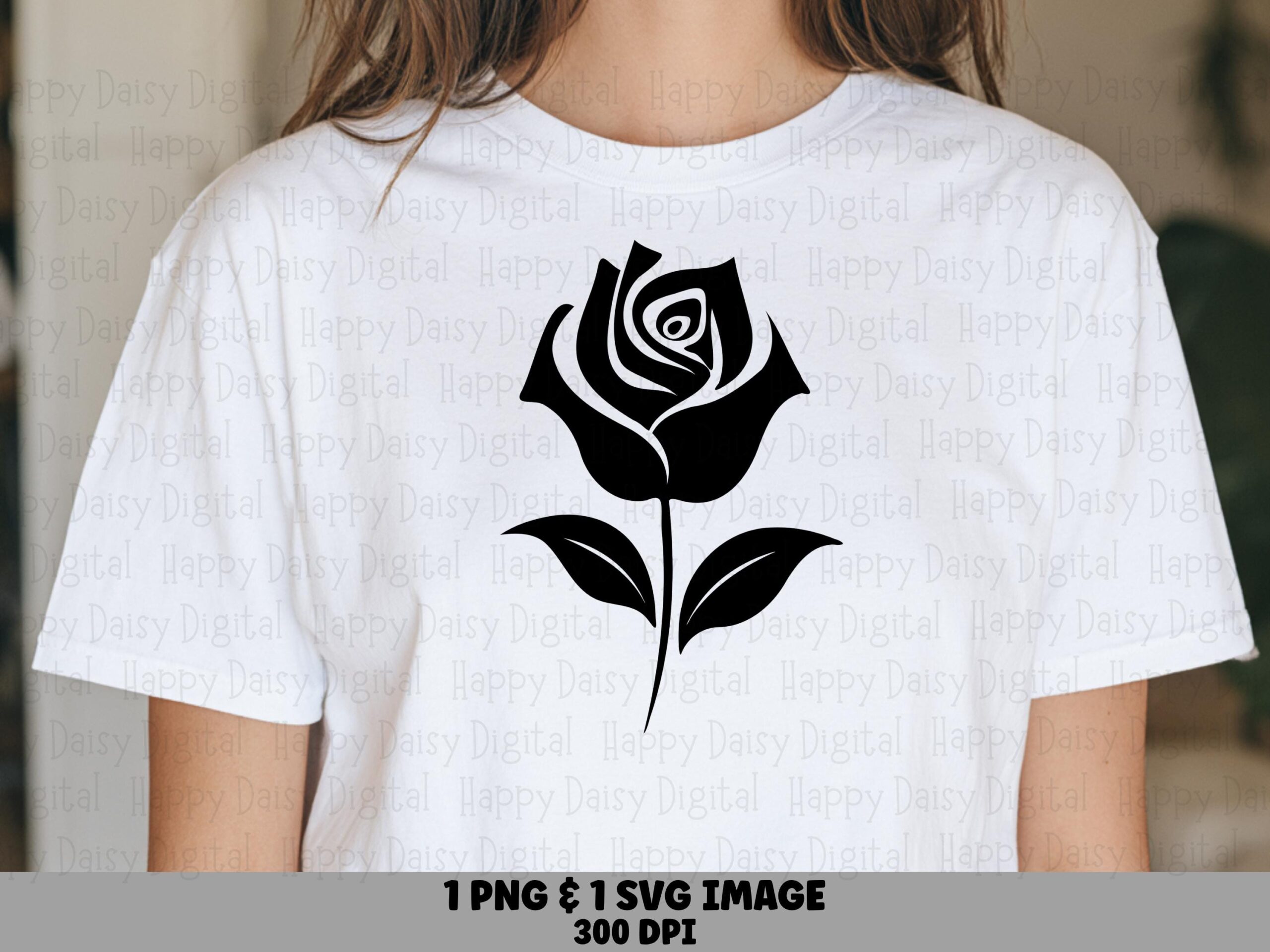 Silhouette Rose Bloom PNG SVG | Sublimation Commercial Use POD