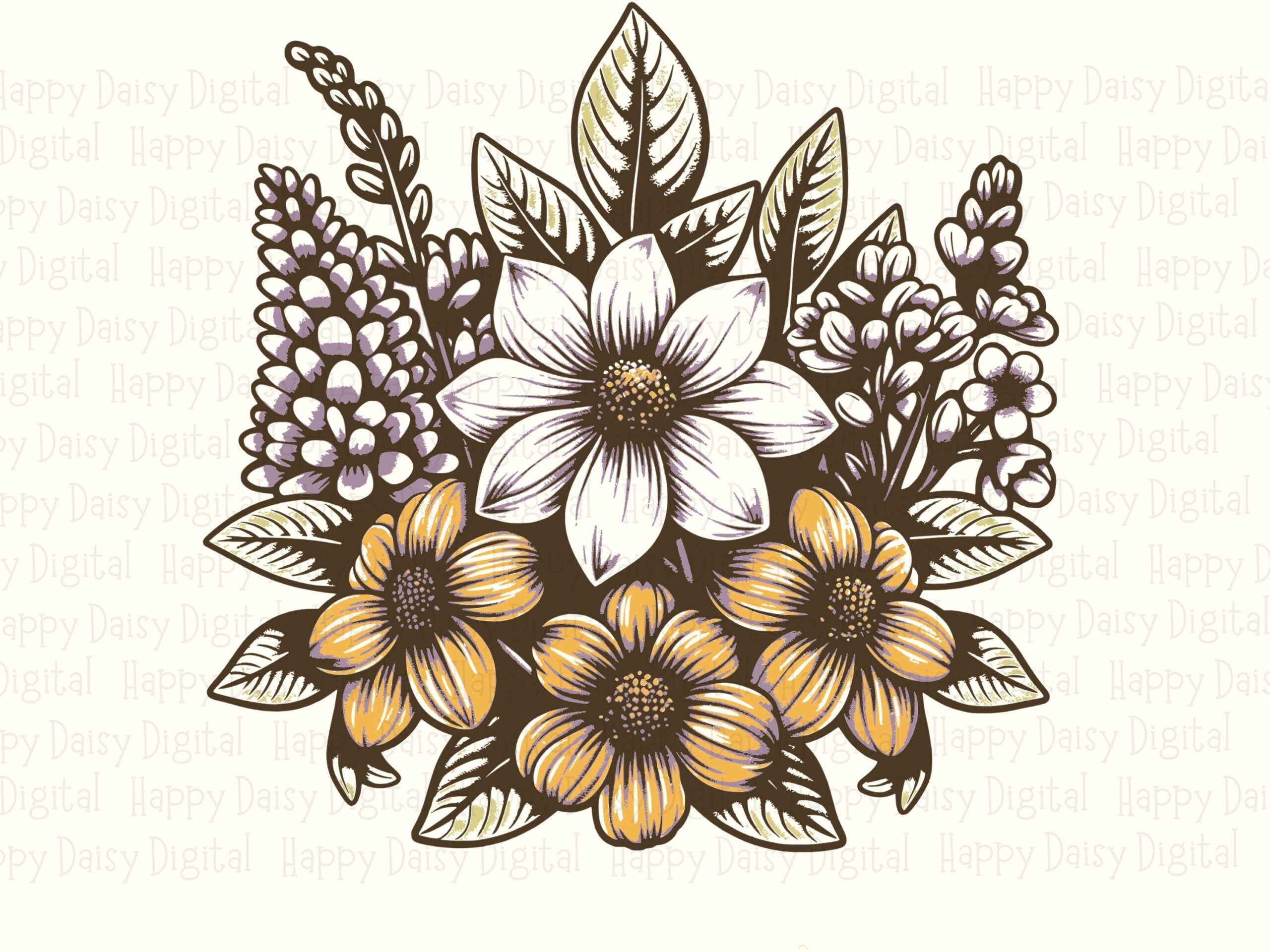 Lilac Garden Bouquet PNG SVG | Sublimation Commercial Use POD - Image 2