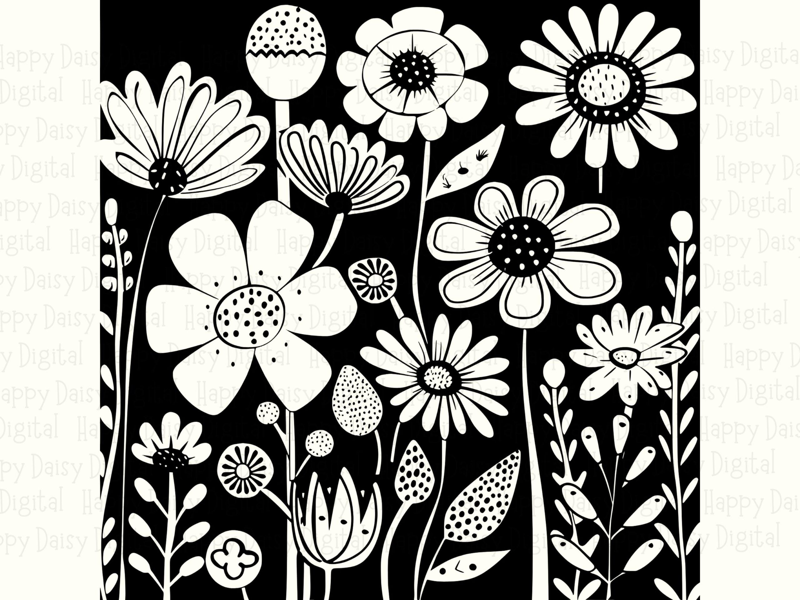 Bold Floral Block PNG SVG | Sublimation Commercial Use POD - Image 2