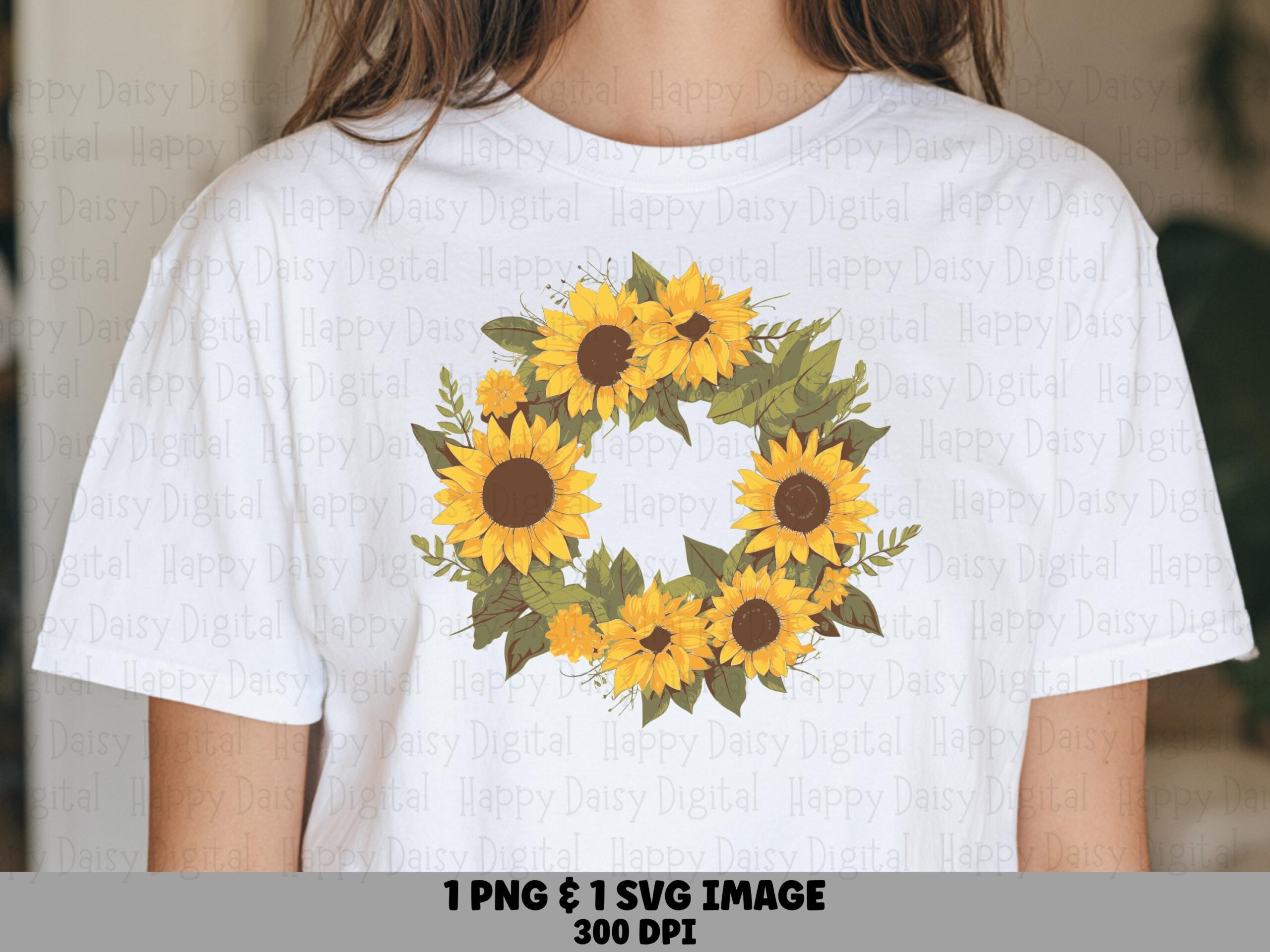 Sunflower Wreath PNG SVG | Sublimation Commercial Use POD